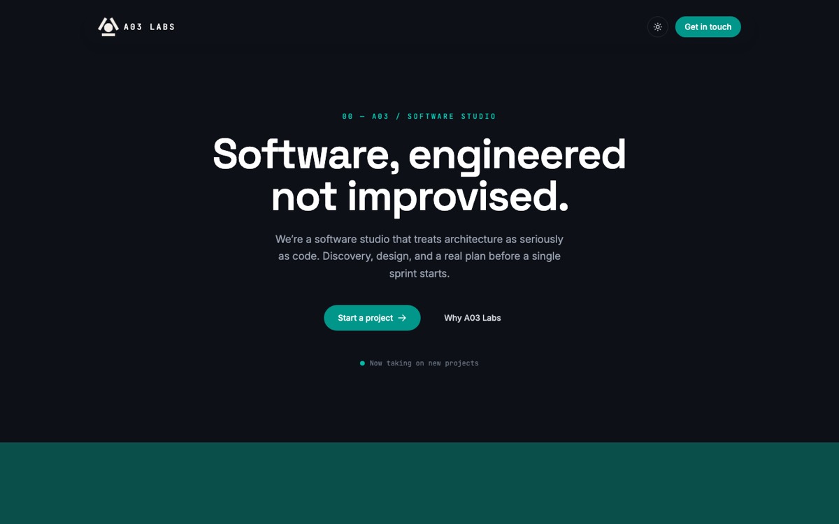 Homepage of A03 Labs