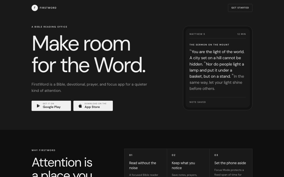 Homepage of FirstWord